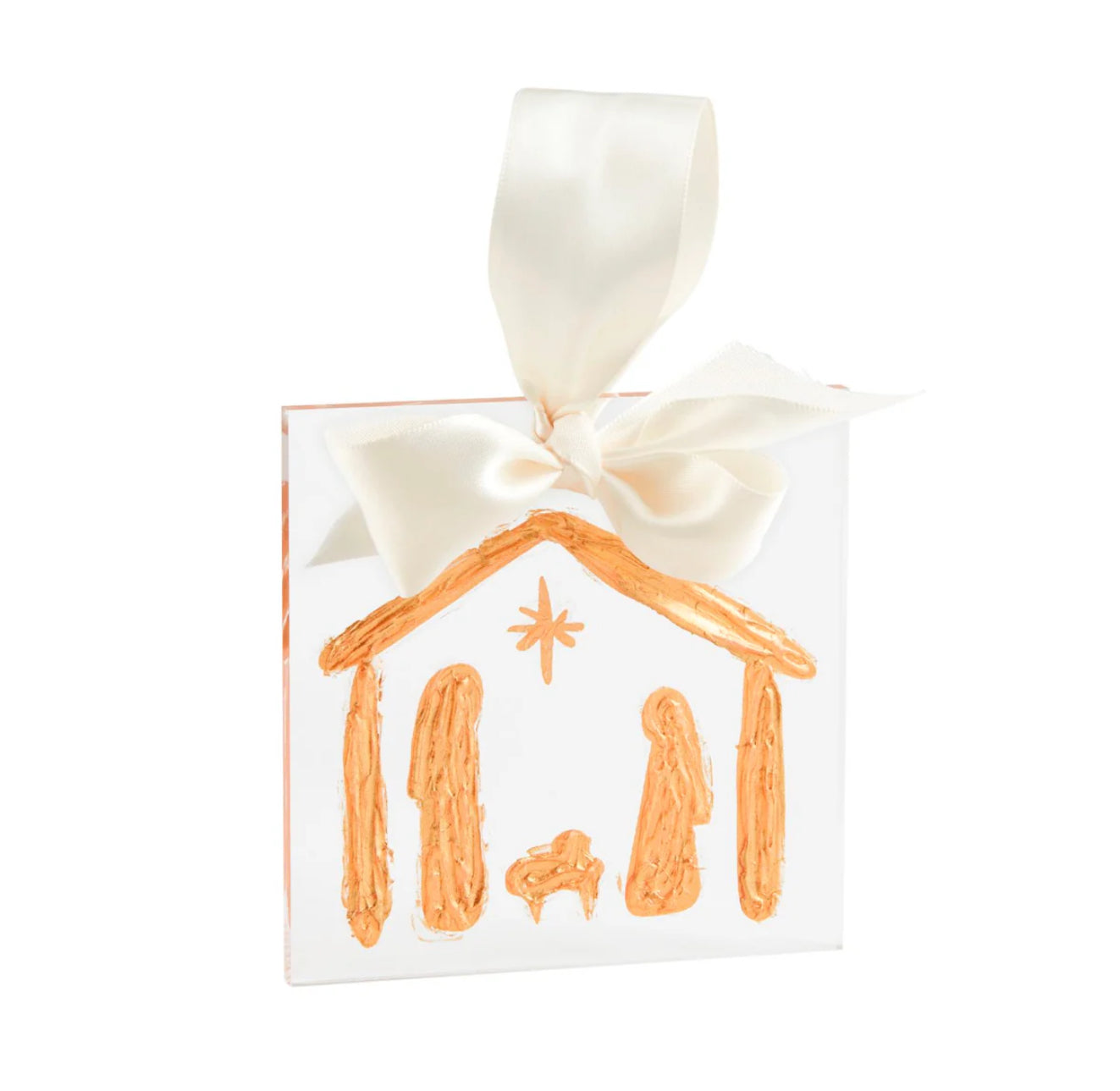 Acrylic Gold Nativity Ornament