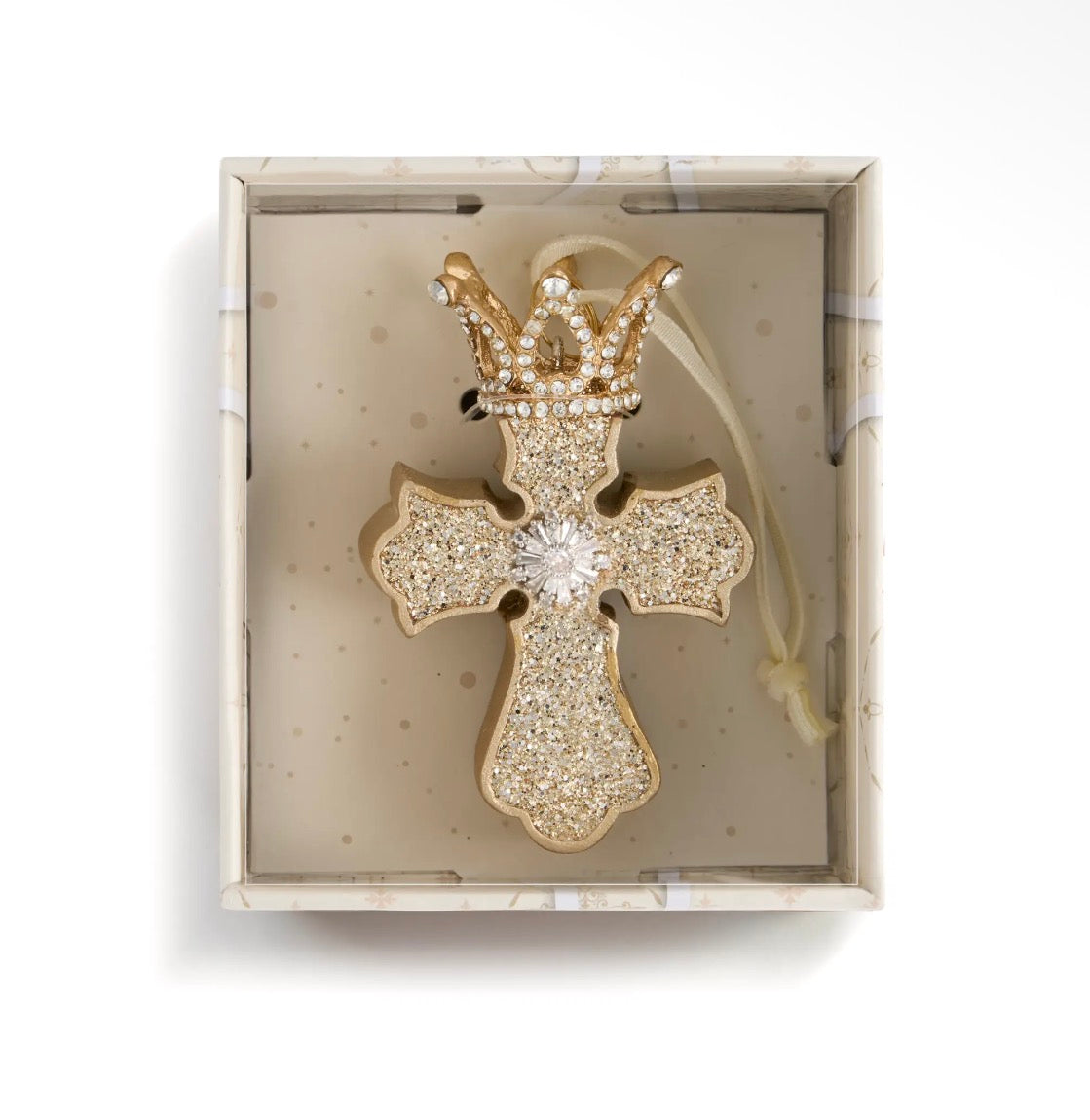 Rejoice Warm Wish Glitter Cross Ornament