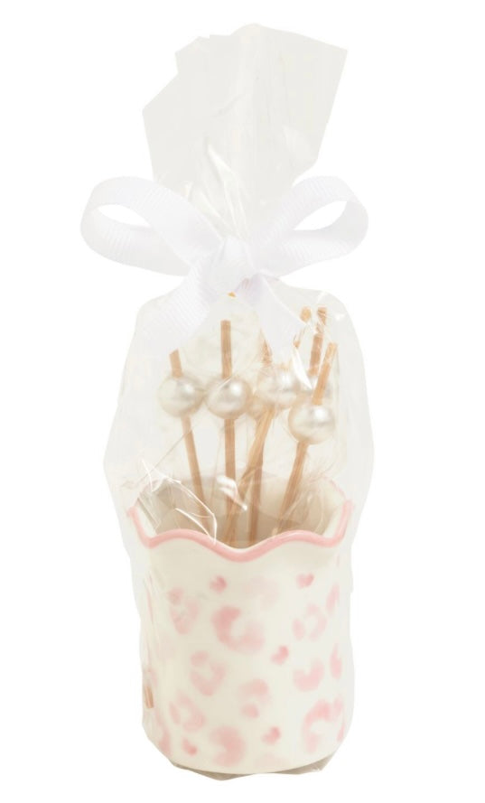 Pink Leopard Toothpick Holder
