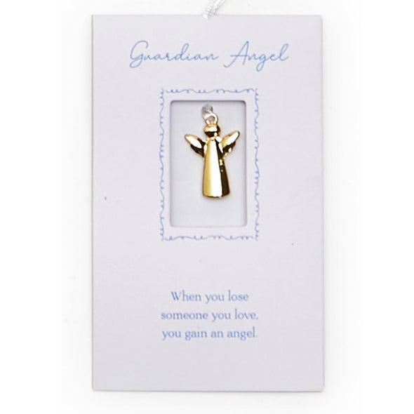 Gold Guardian Angel Charm On Gift Card - Assorted Messages