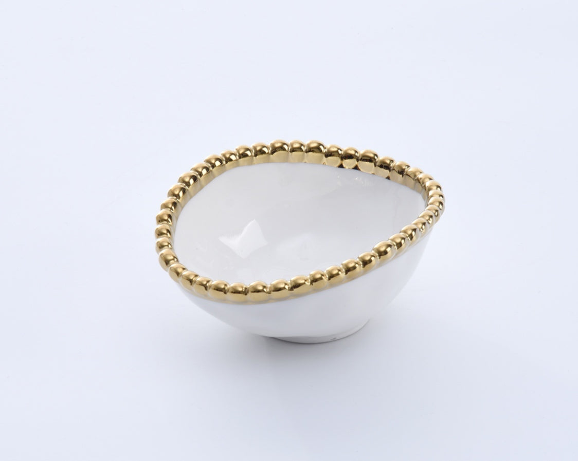 Pampa Bay Oval Condiment Bowl- Gold & White