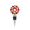 Holiday Wreath Jeweled Bottle Stopper- Red