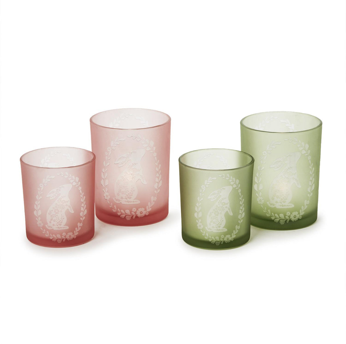 Floral Bunny Set of 2 Tealight / Votive Candleholders