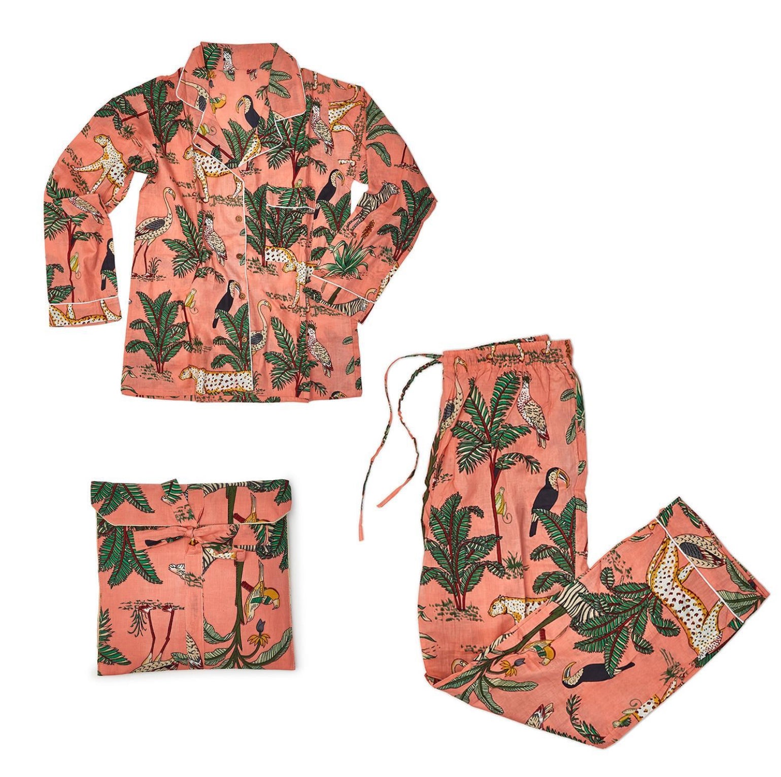 Tropical Printed Pajamas / Pink