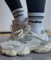 Mother Throwback Half Crew Sock- White/ Black