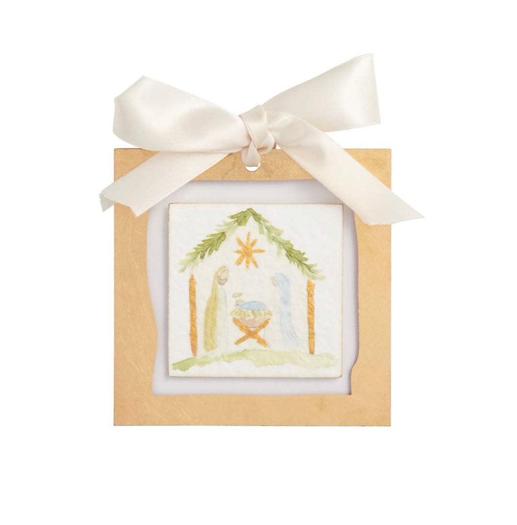 Gold Painted Acrylic Ornament- Nativity
