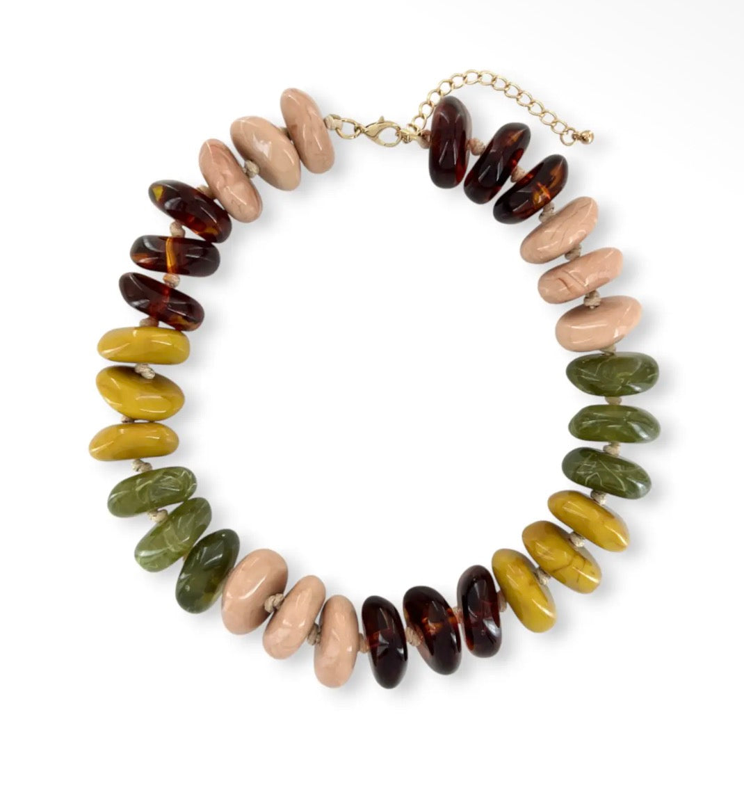 Multicolor Mix Chunky Beaded Necklace - Cotton Multi
