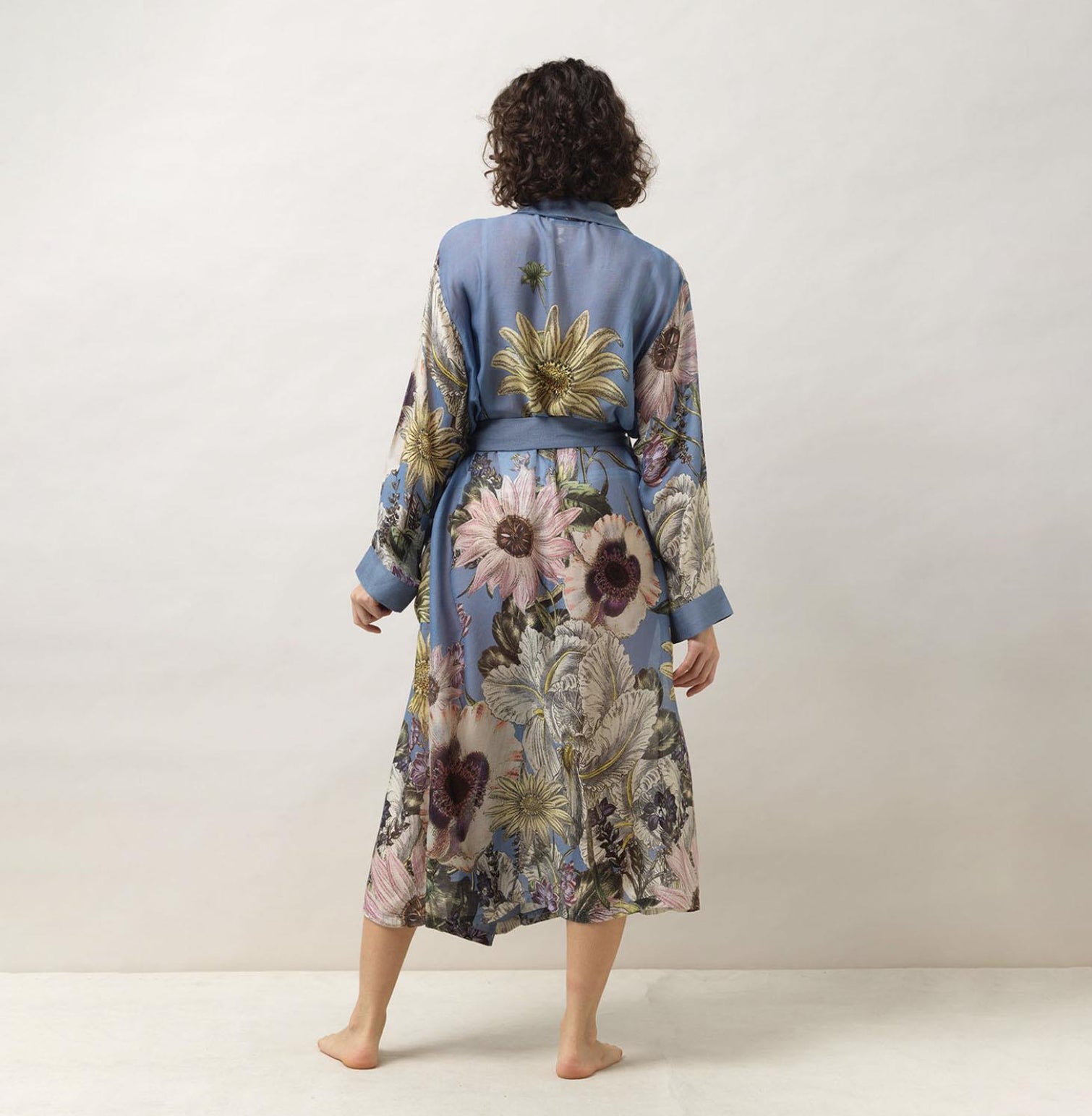 Lightweight Robe Gown- Daisy Cornflower Print