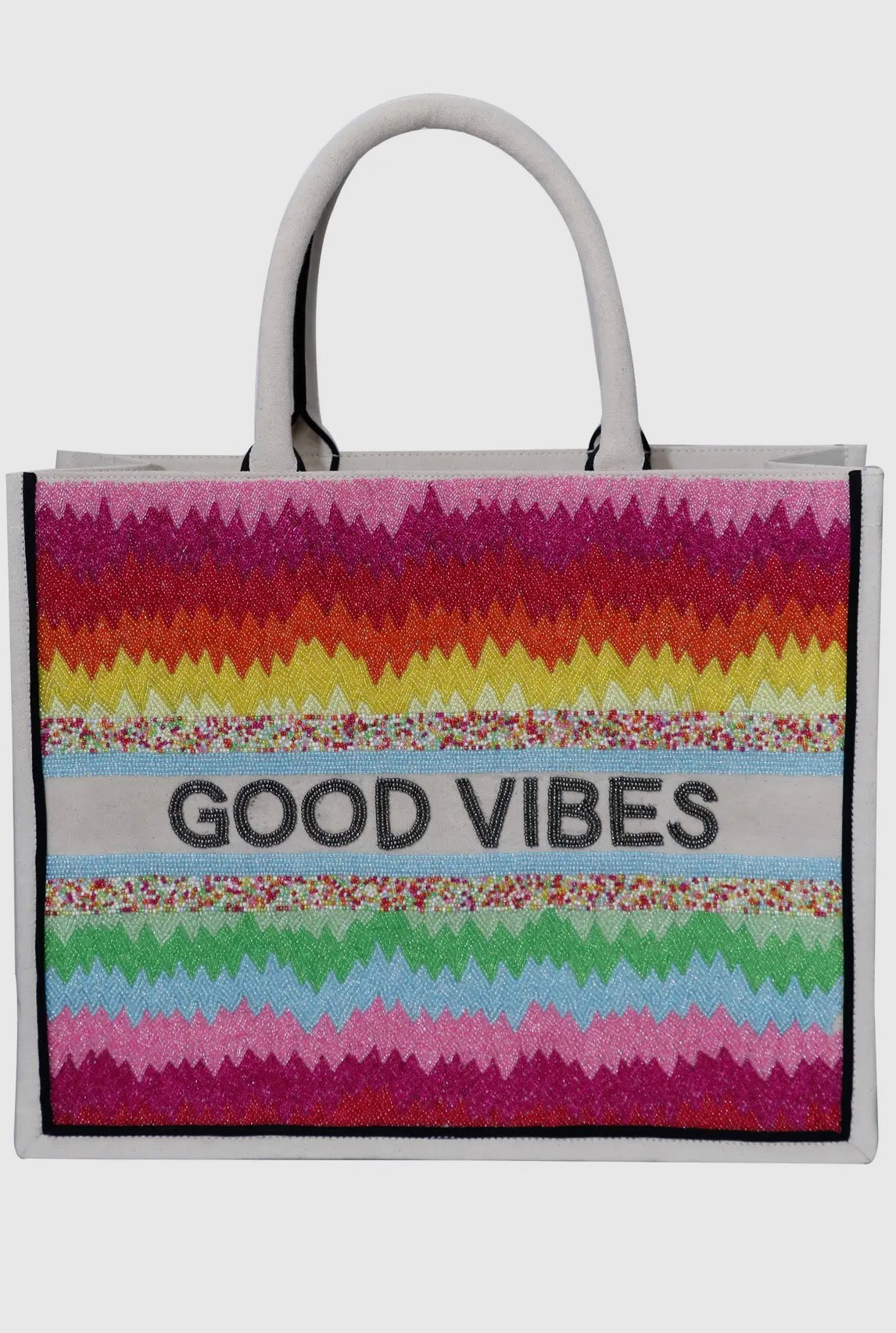 Personalized Beaded Tote- Rainbow