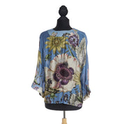 Lightweight Short Kimono - Daisy Cornflower Blue