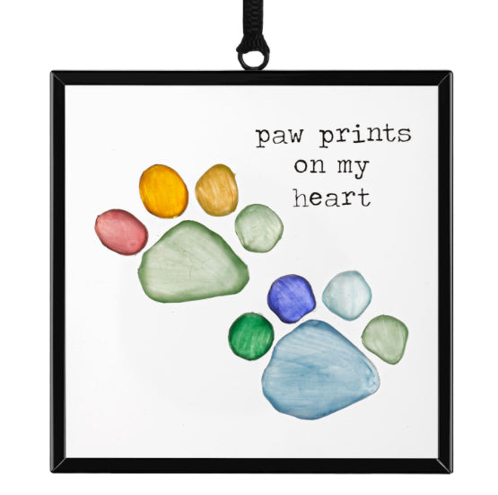 Suncatcher- Rainbow Paw Prints On My Heart