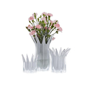 White Blossom Art Glass Candle Holder/Vase-Large