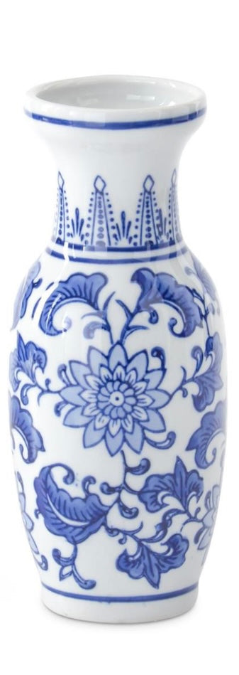 Blue & White Ceramic Chinoiserie Bud Vases