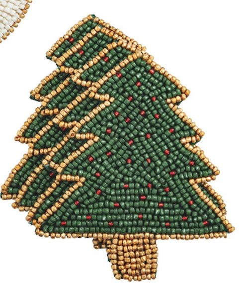 Christmas Beaded Coaster Set- Tree