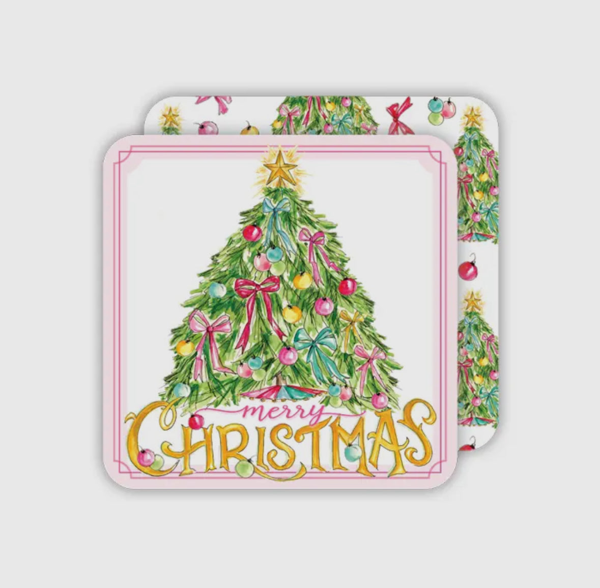 Coaster Set of 20-Merry Christmas Tree Bows