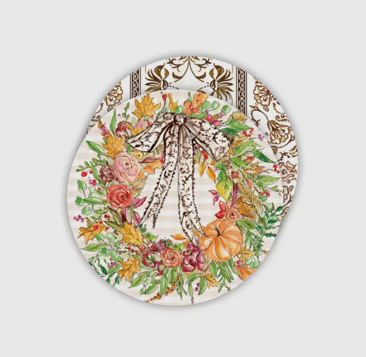 Coaster Set of 20- Autumn Wreath with Bow