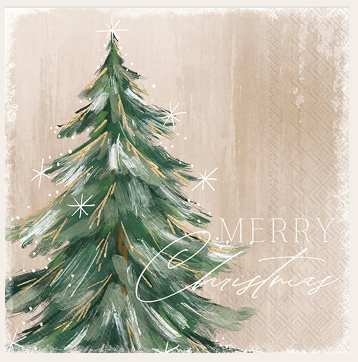 Paper Cocktail Napkin - Gilded Painterly Tree