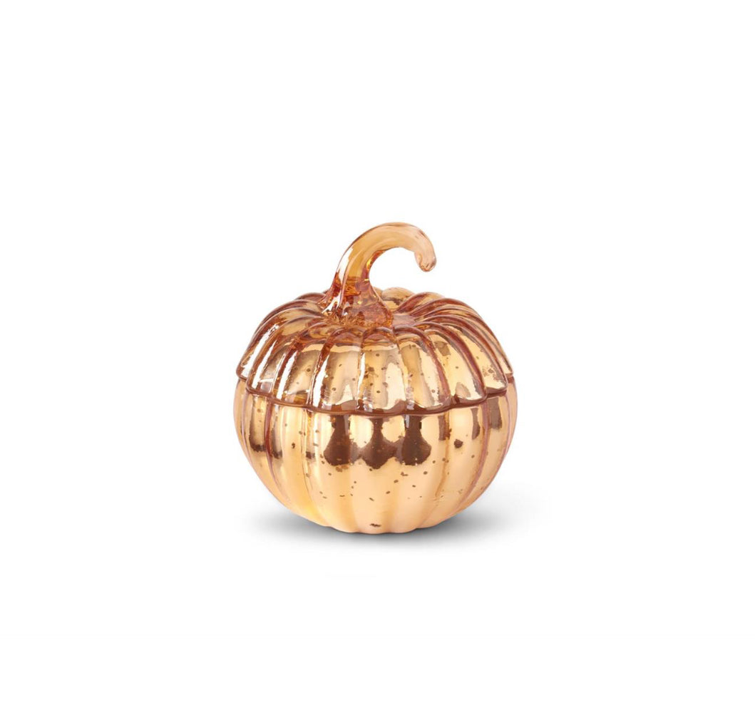 Mercury Glass Pumpkin Candle/ Apple Cinnamon - Small