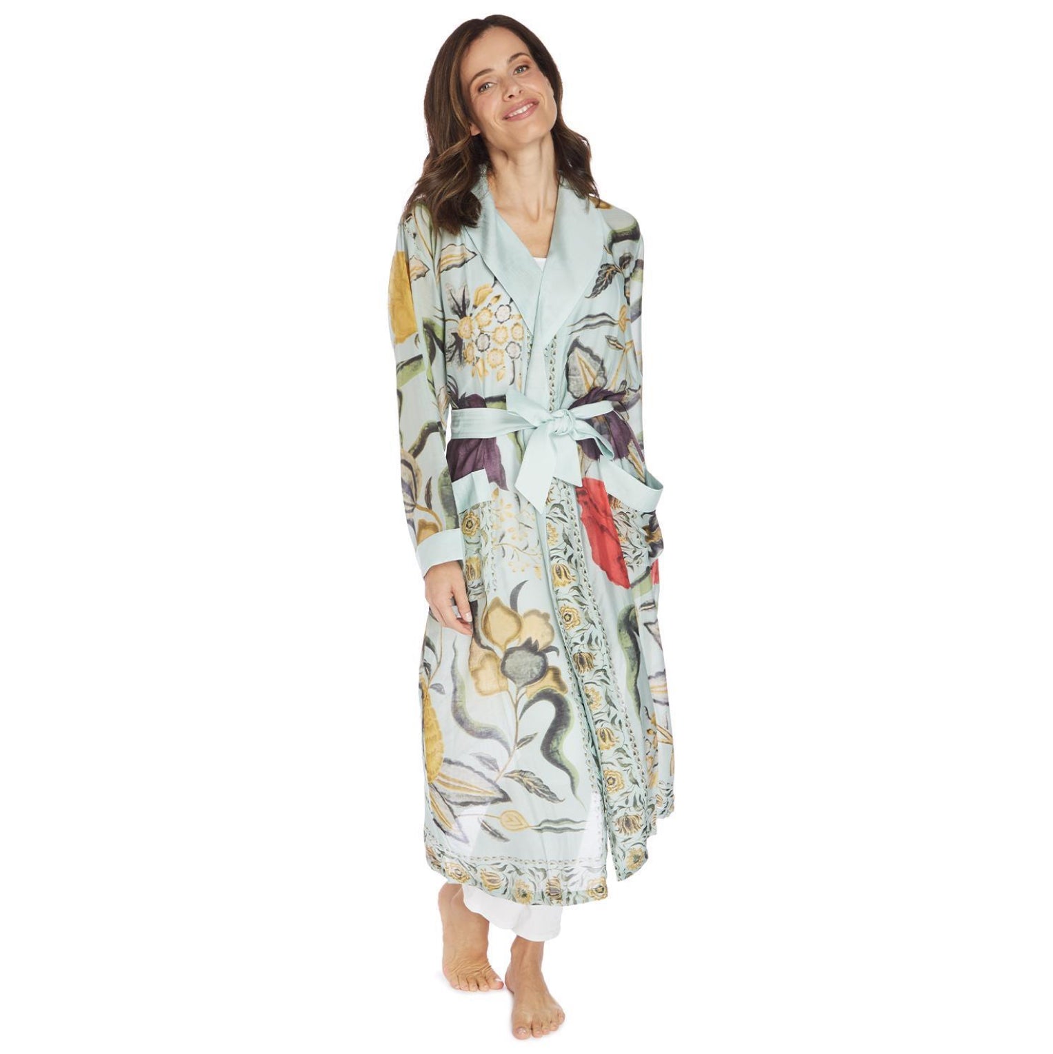 Lightweight Robe Gown- Joy Aqua Print