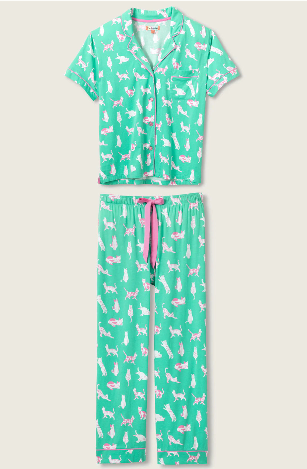 PJ Salvage Whimsy Cats Cropped PJ Set