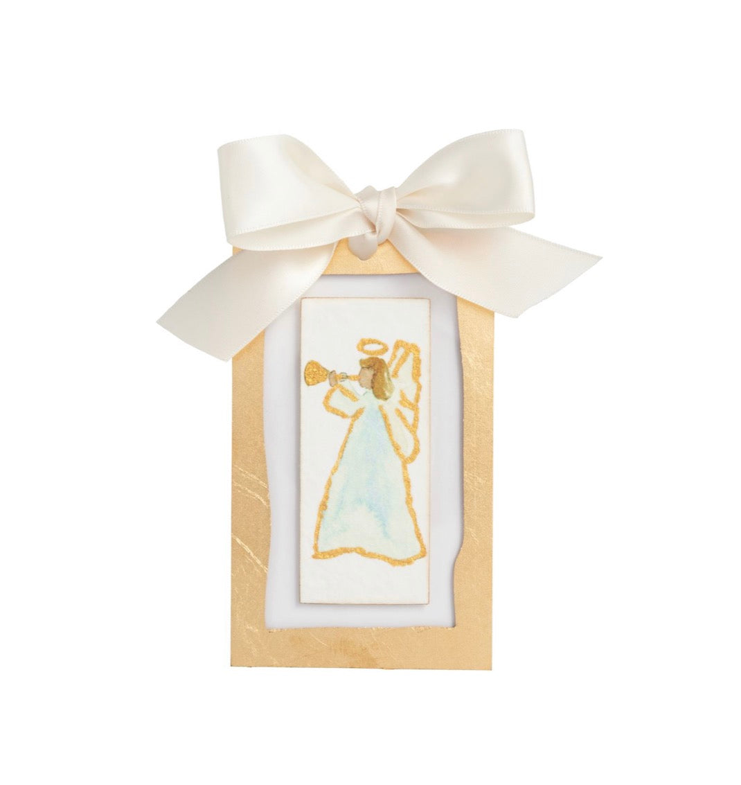 Gold Painted Acrylic Ornament- Sideway Angel