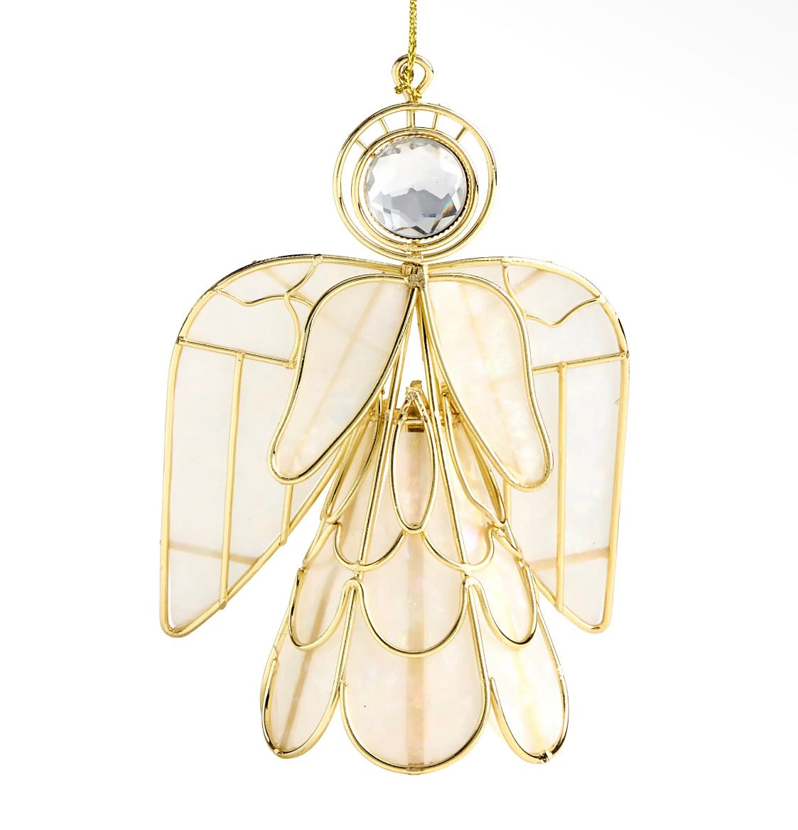 Gold Glitter Angel with Gem Ornament