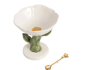 White Flower Pedestal Candy Dish