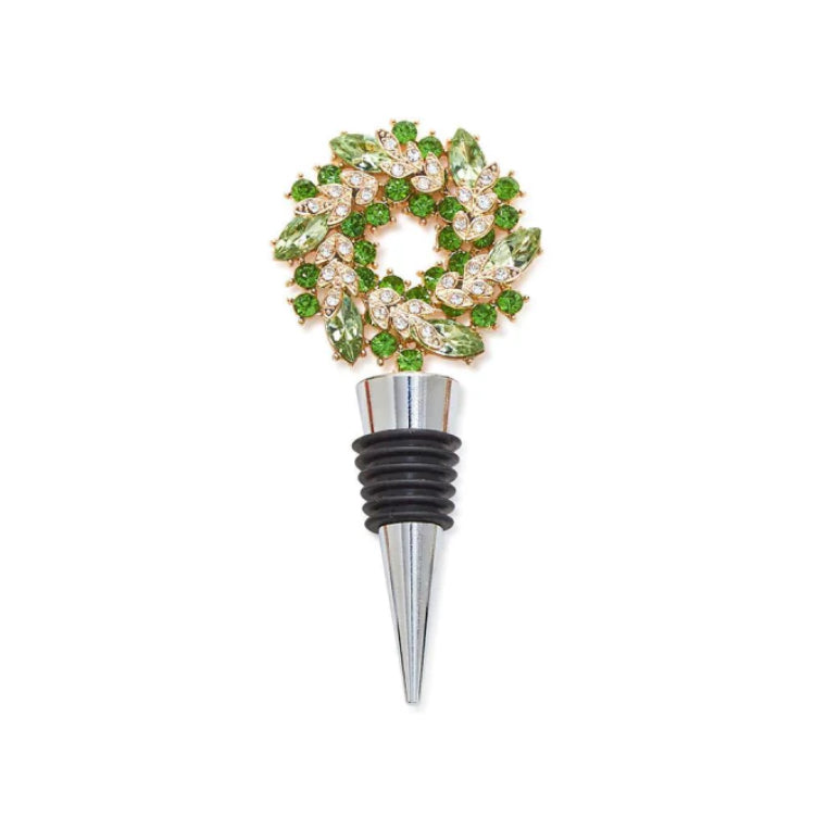 Holiday Wreath Jeweled Bottle Stopper 3 Colors