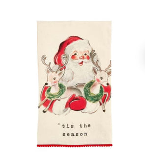 Santa & Reindeer Flour Sack Towel