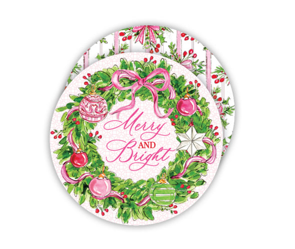 Round Coaster Set of 20- Merry & Bright Wreath