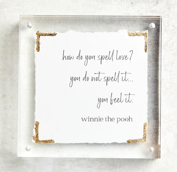 Acrylic Frame 5x5- Spell Love/ Pooh