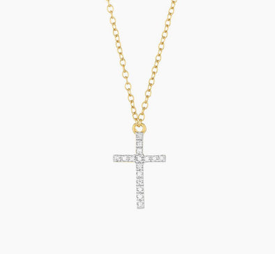 Gold Believe Cross Pendant Necklace