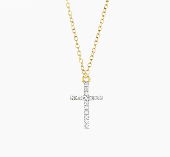 Gold Believe Cross Pendant Necklace
