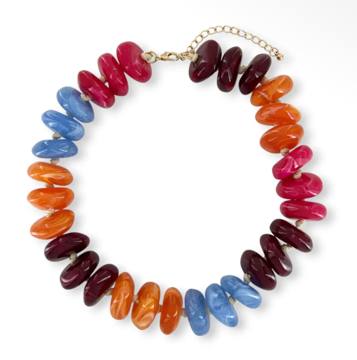 Multicolor Mix Chunky Beaded Necklace - Multi Orange