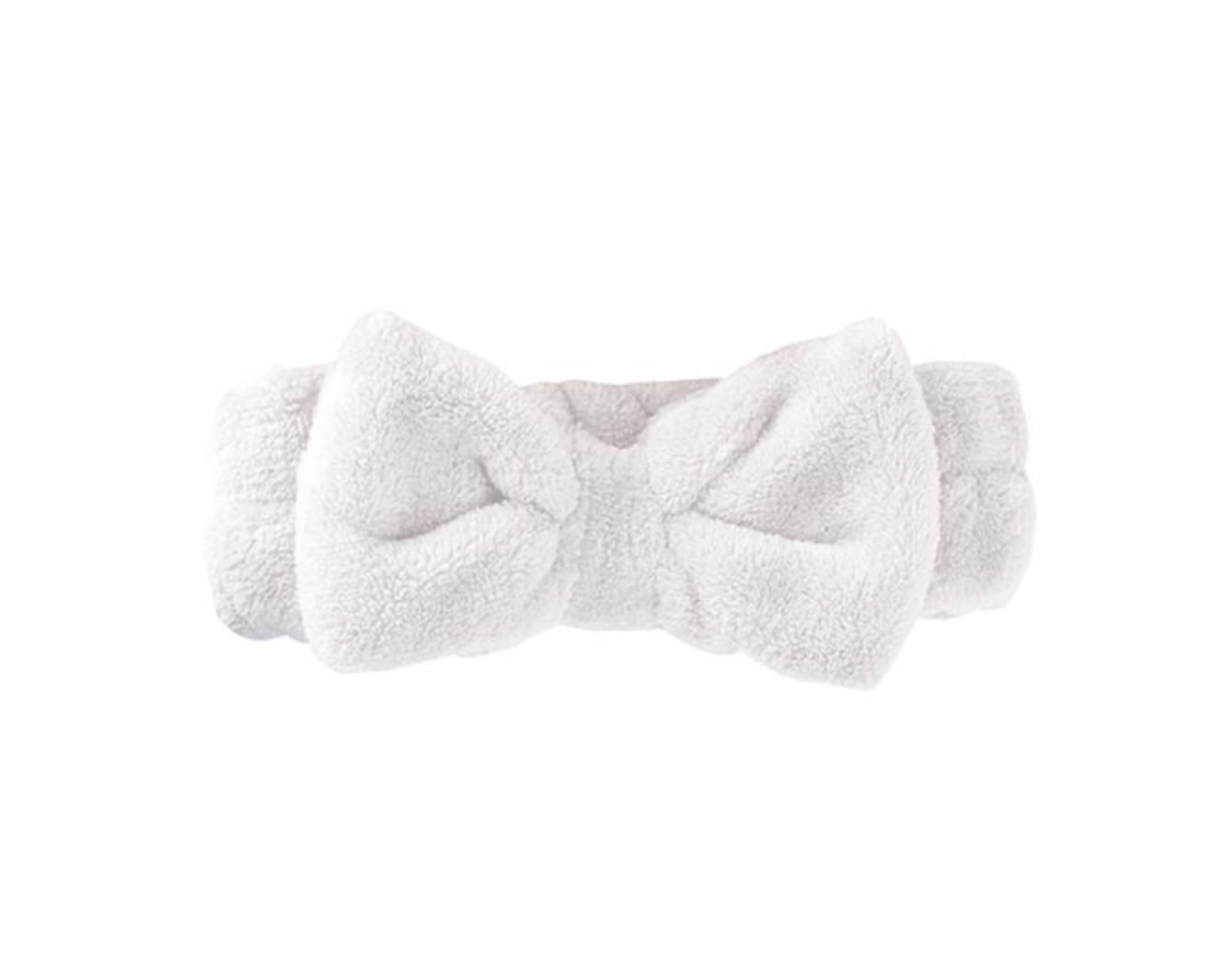 Plush Bow Spa Headband - White