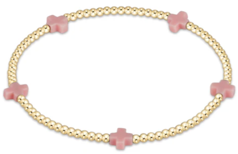 Egirl Signature Cross Small Pattern 2MM Bead Bracelet- Pink
