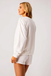 PJ Salvage Vey Terry Cable Long Sleeve Top - Ivory