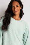 PJ Salvage Vey Terry Cable Long Sleeve Top - Soft Sage