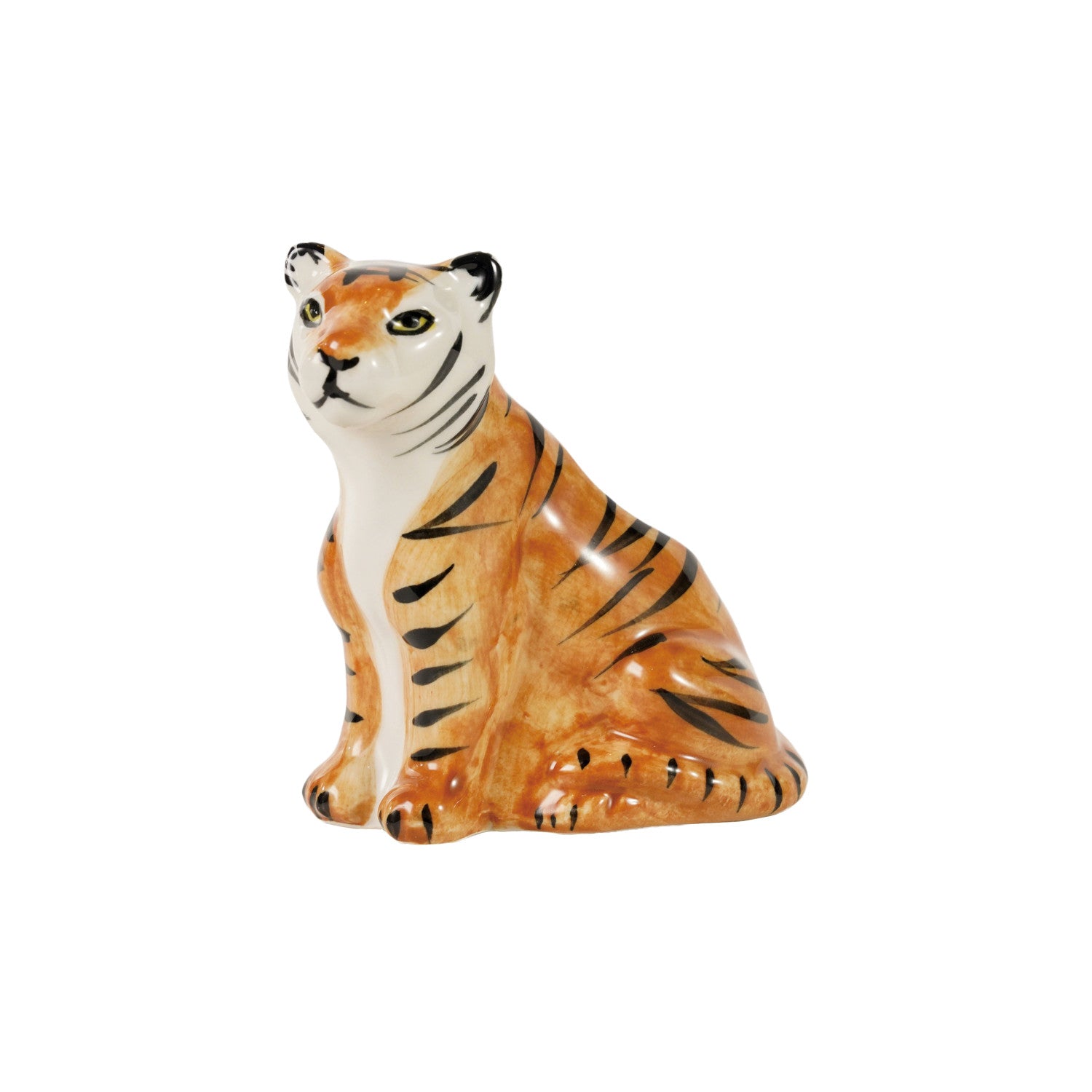 Hand-Painted Stoneware Tiger Shaped Vase
