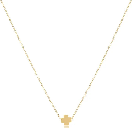 Signature Cross Necklace- Gold 16"