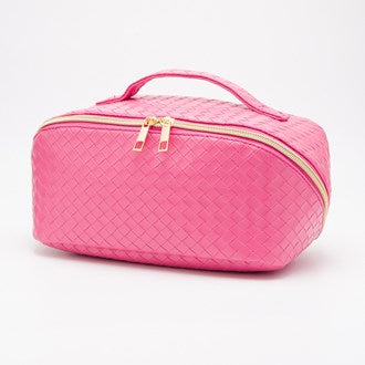 Crossweave Makeup Bag - Pink