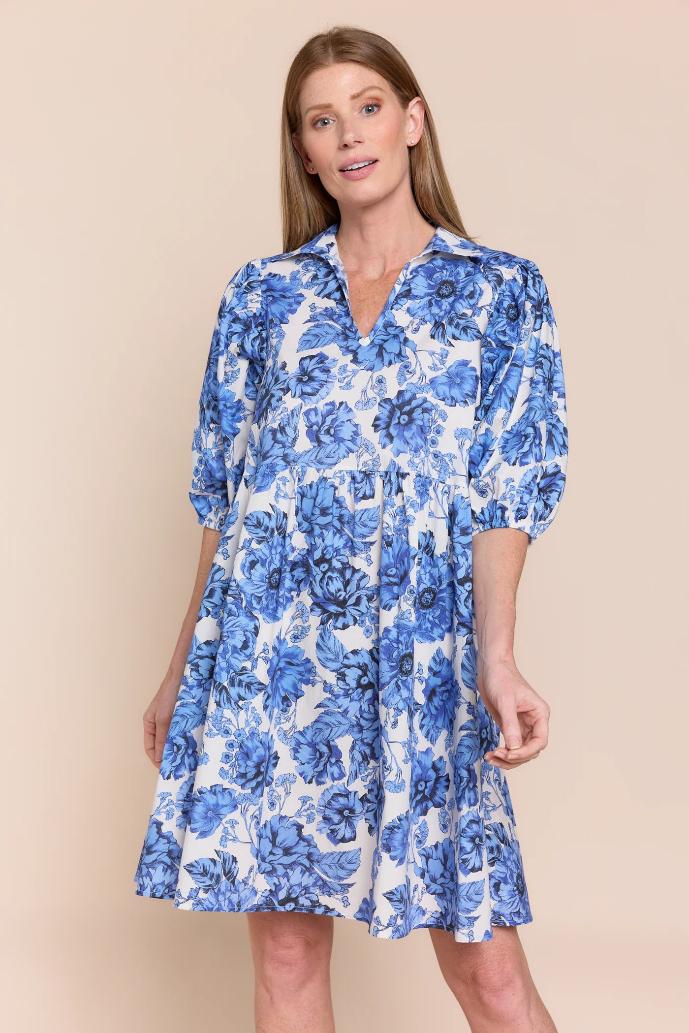Sofia Fleur One Size Dress- Blue Garden