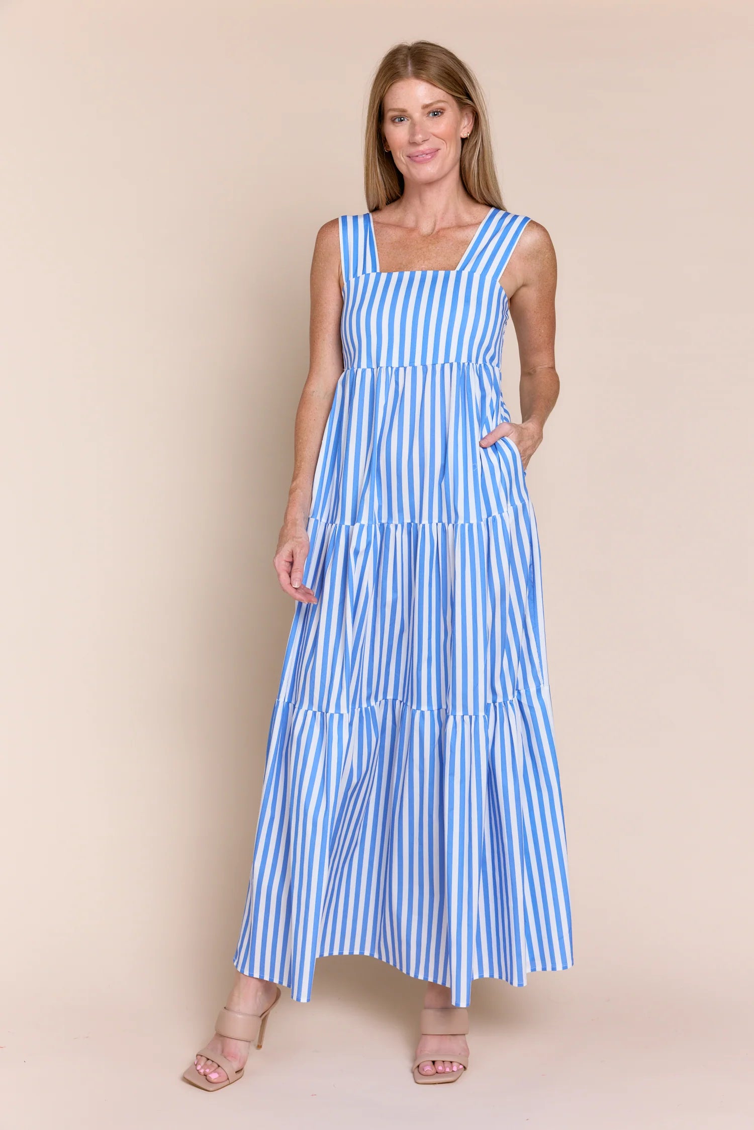 Sofia Fayza One Size Dress- Celeste Stripes