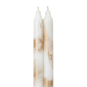 Taper Decorative Candles 12” Set of 2- Pure White W/Gold