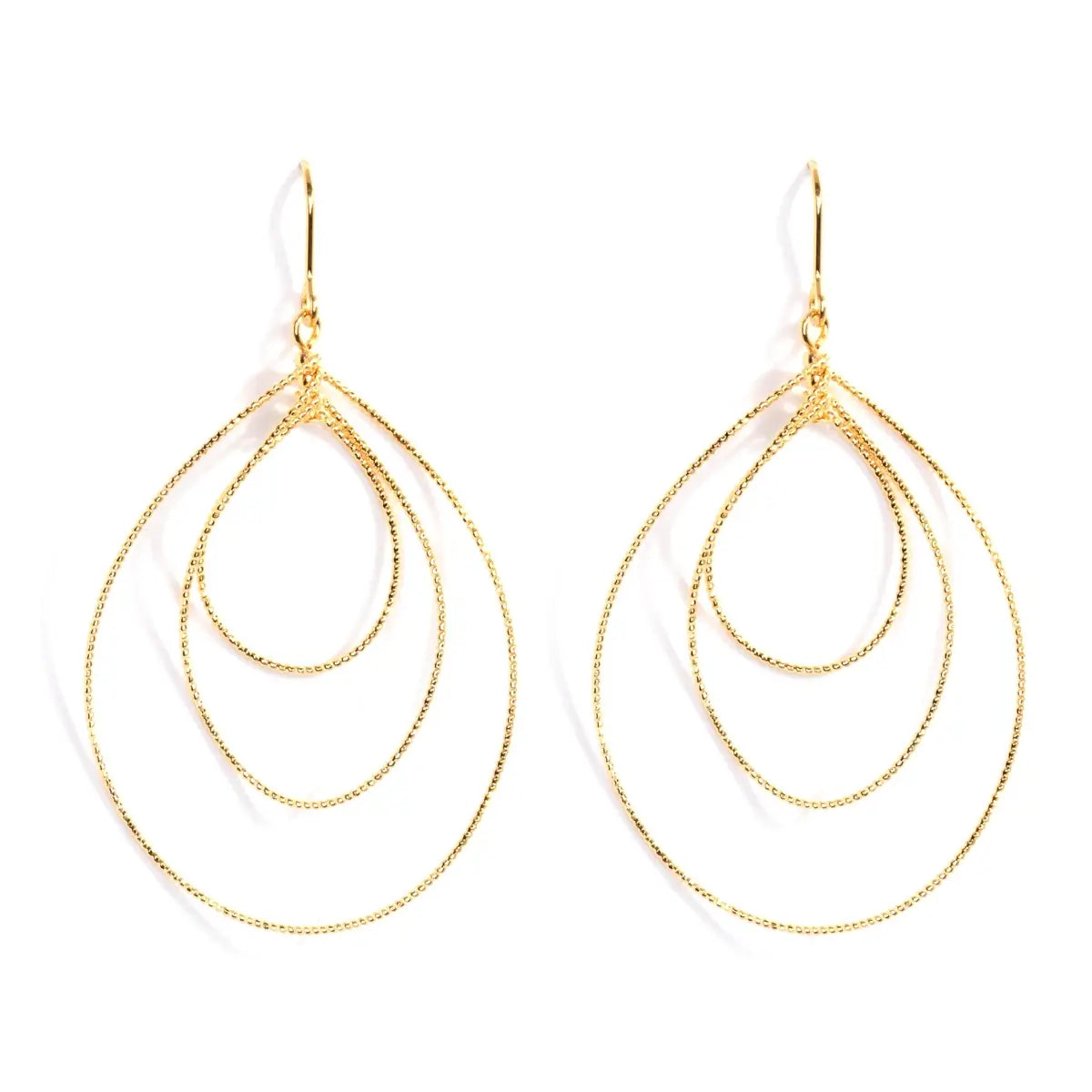 Ultra Delicate Triple Teardrop Earrings / Gold