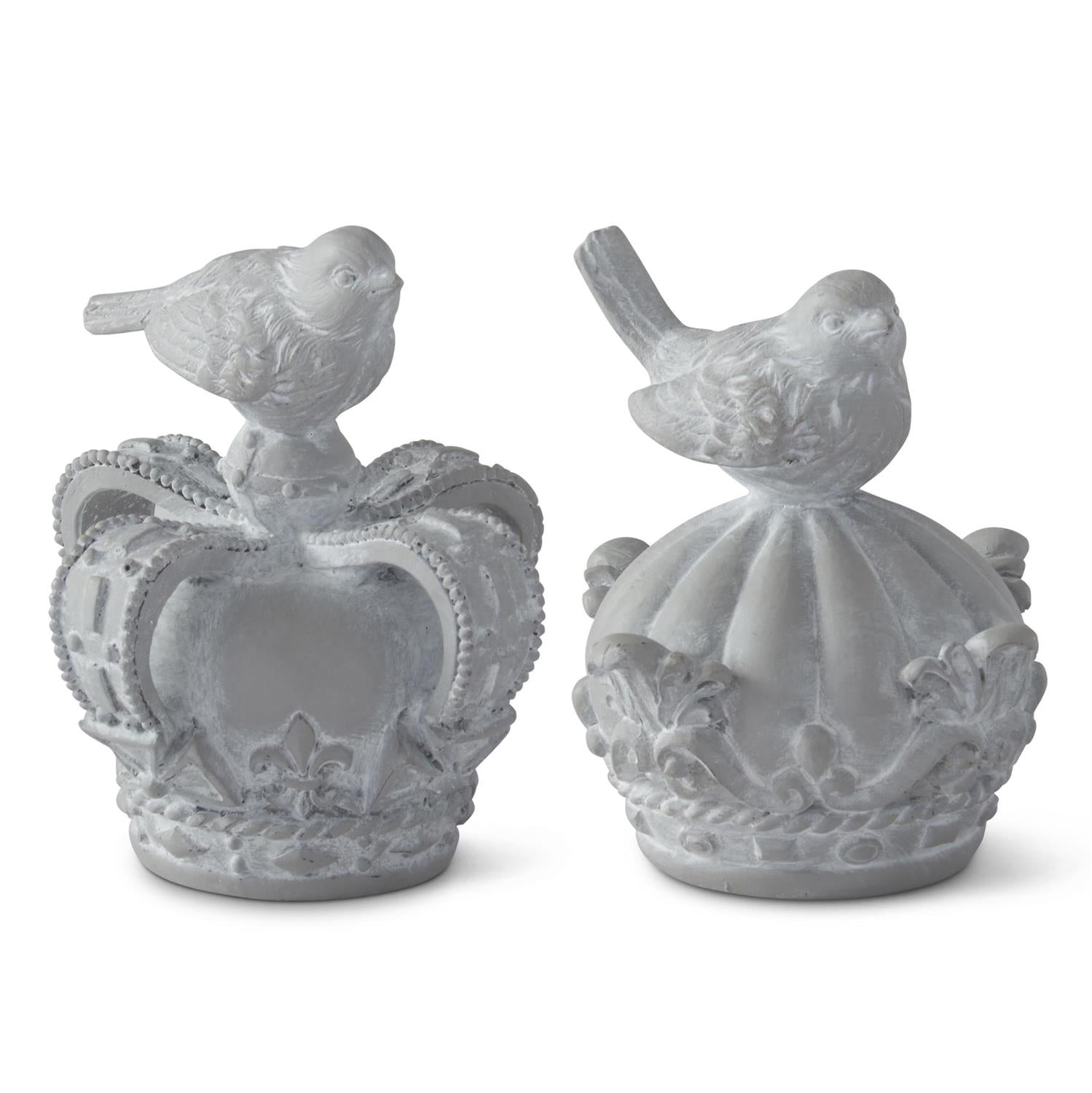 Gray Resin Birds on Crowns