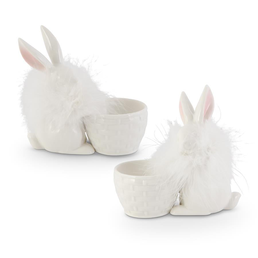 Porcelain Feather Rabbit Egg Holder- 2 Styles
