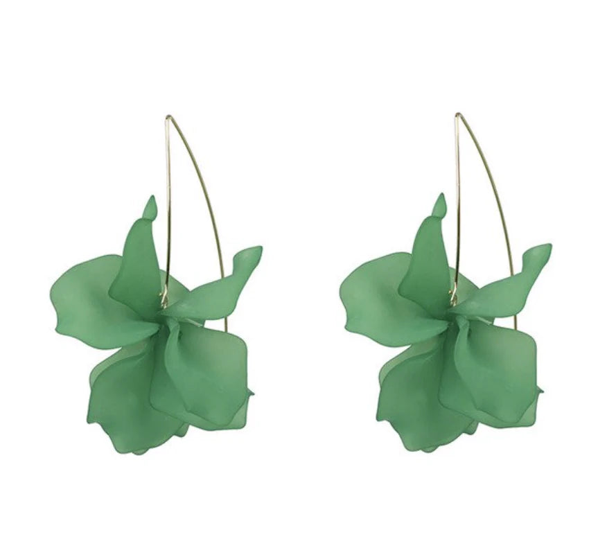Air Bloom Drop Earrings - Green