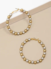 Large Beaded Hoop Earring- Gold/Silver