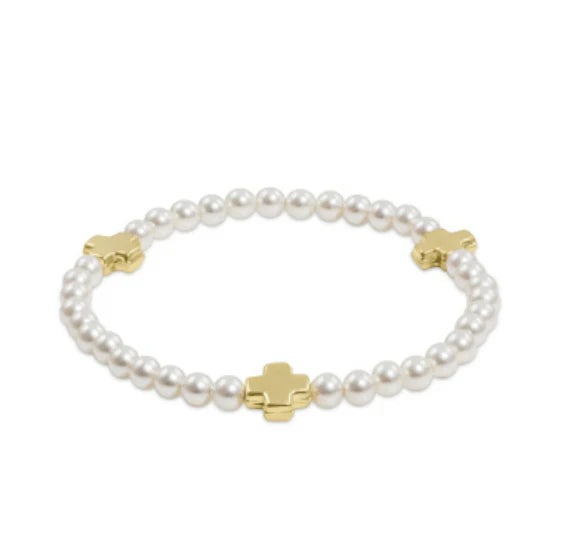 Signature Cross Pearl Pattern- Gold